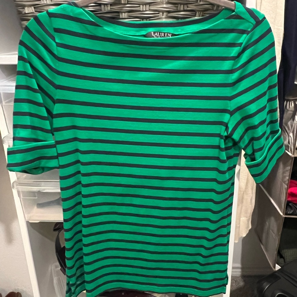 Green Striped Women's Top